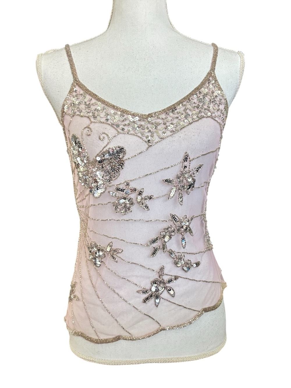 Passport | Y2K Beaded Butterfly Top Light Pink